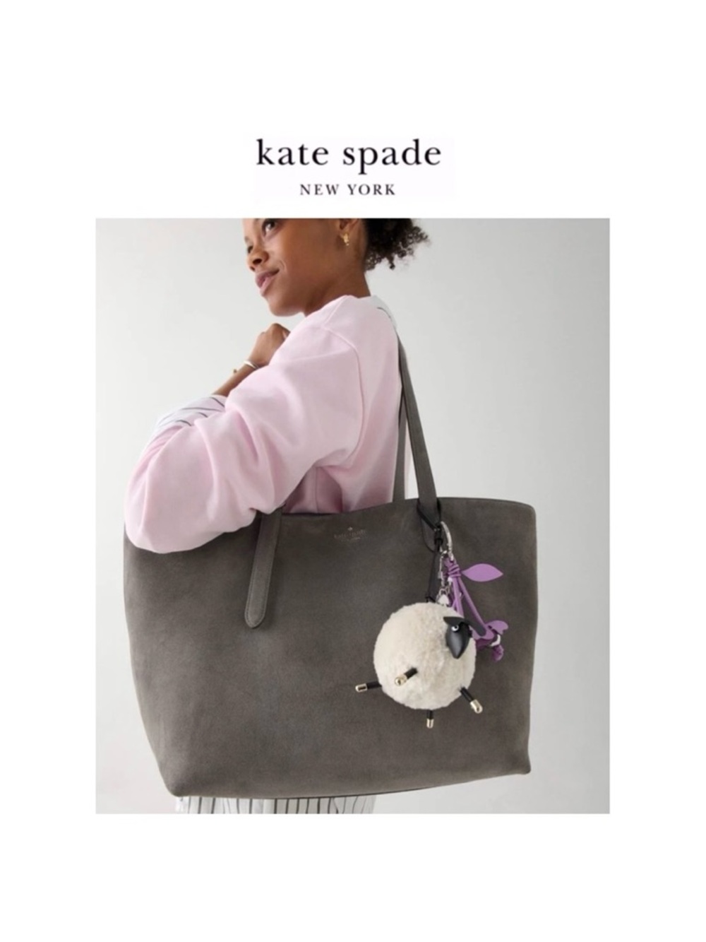 NWT Kate Spade ♠️FLUFFY SHEEP Faux Shearling Leather Strap Bag Charm/ Key Chain - Picture 11 of 12